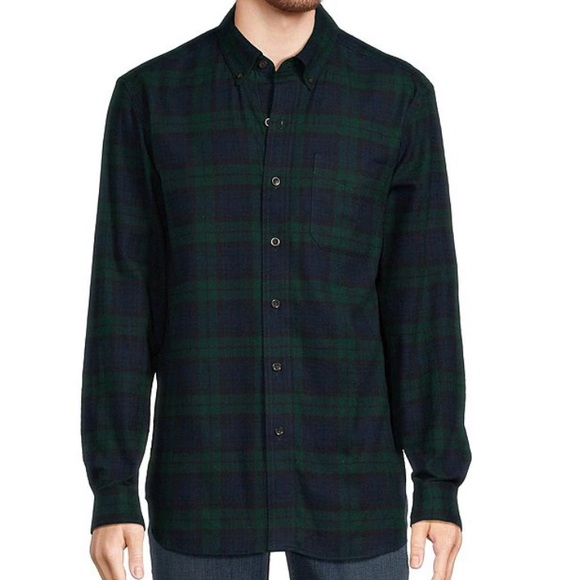 LL Bean Scotch Plaid Flannel Shirt - Picture 9 of 12